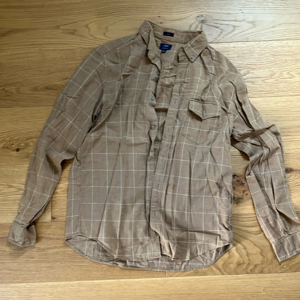 J.Crew tan cotton button-shirt, slim fit, size medium
